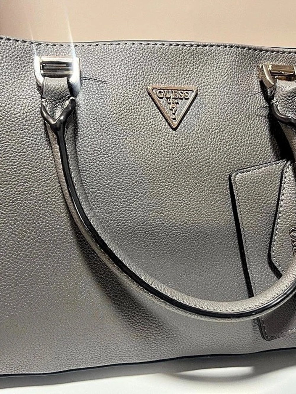 GUESS Glimmer Triple Compartment Satchel in Gray